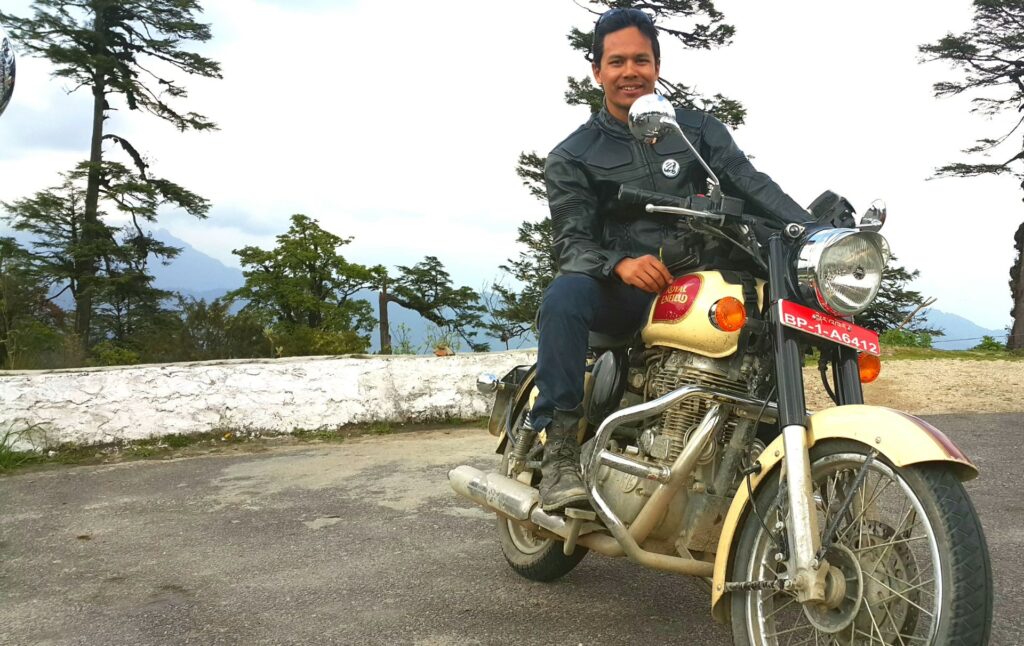 All smiles from the Enfield saddle