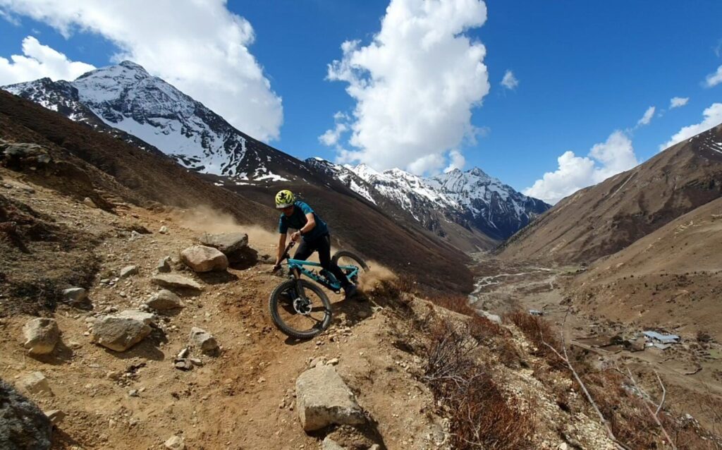 Carving a dusty ridgeline